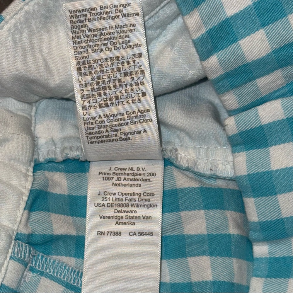 J. Crew Cotton Gingham Aqua & White Short Size 2 - Picture 10 of 11